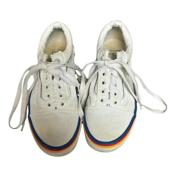 Vans Old Skool Unisex Sneakers White Rainbow Foxing Size 4 men 5.5 women - Picture 9 of 10